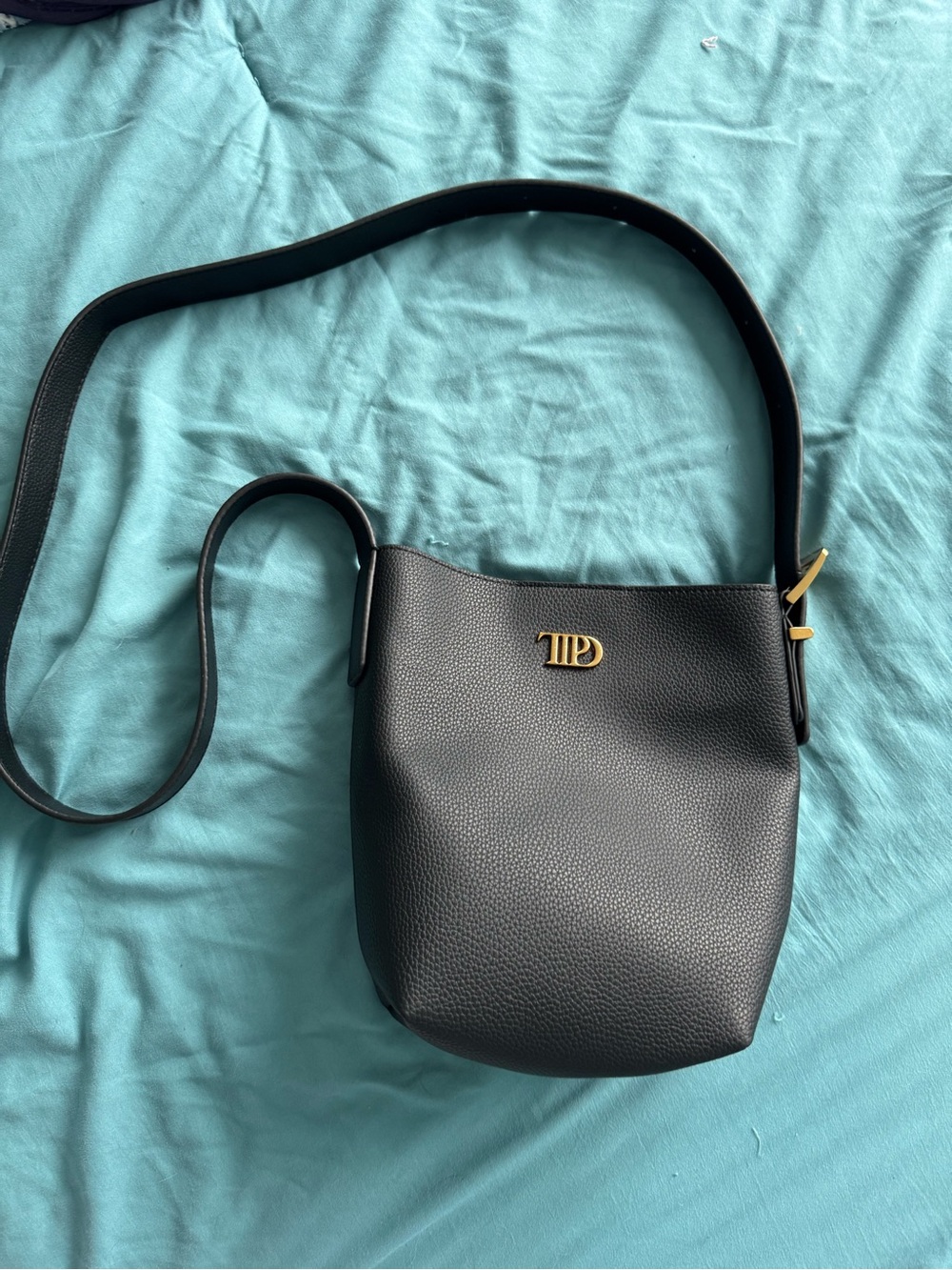 Taylor Swift TTPD Black Crossbody Bag with Gold Hardware